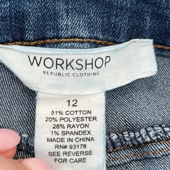 Workshop Republic Clothing Skinny Stretchy Blue Jean with Floral Details sz. 12 - Picture 7 of 11